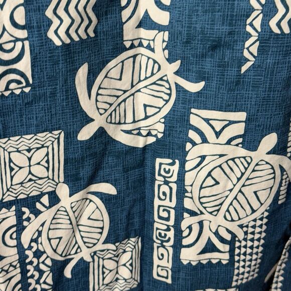 Pacific Legend Hawaiian Shirt Turtle Aztec Tribal Made In Hawaii Blue Men XL EUC - Picture 5 of 11